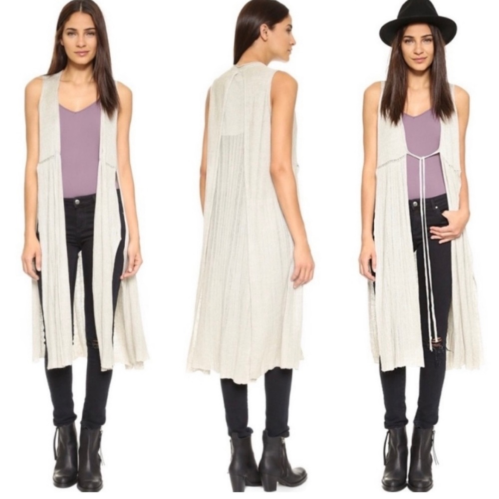 Free People Baja Escape Duster Cardigan Sleeveless Sweater
